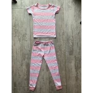 Toddler Girl 2 Piece Pajama Set Pjs Pink Gray Super Soft Snug Fit Stretch 4T